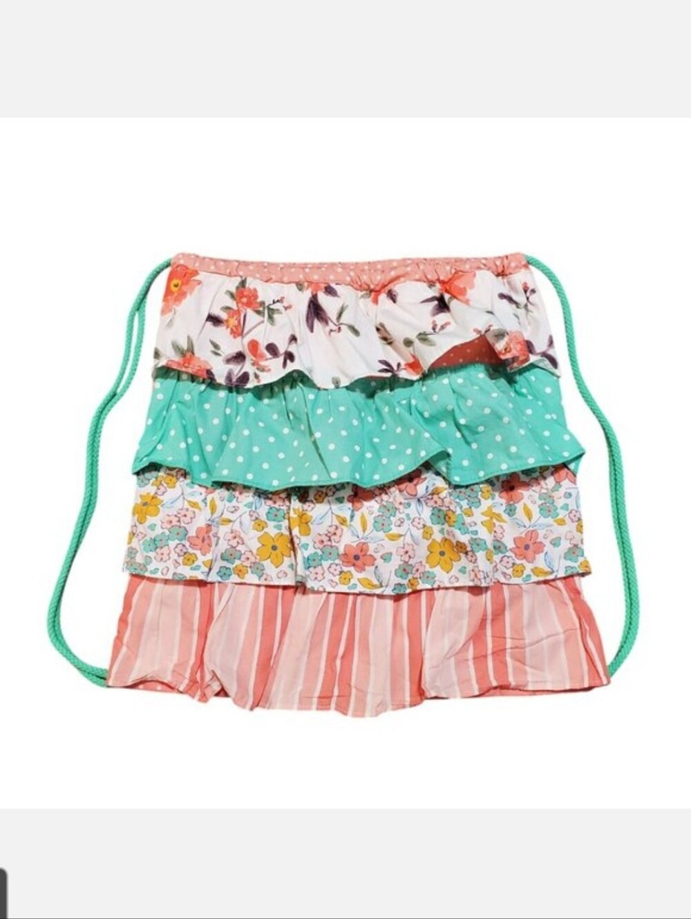 Matilda Jane Ruffle Tiered Cute Drawstring Backpack Bag NWOT